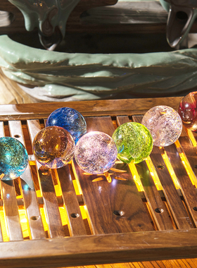 七彩琉璃珠水晶球摆件创意发光桌面办公室装M饰送人圣诞节生日礼