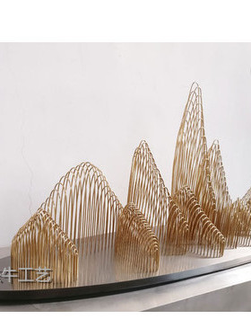 不锈钢金属雕塑定制大型假山摆y件酒店会所铁艺落地户外中式艺术