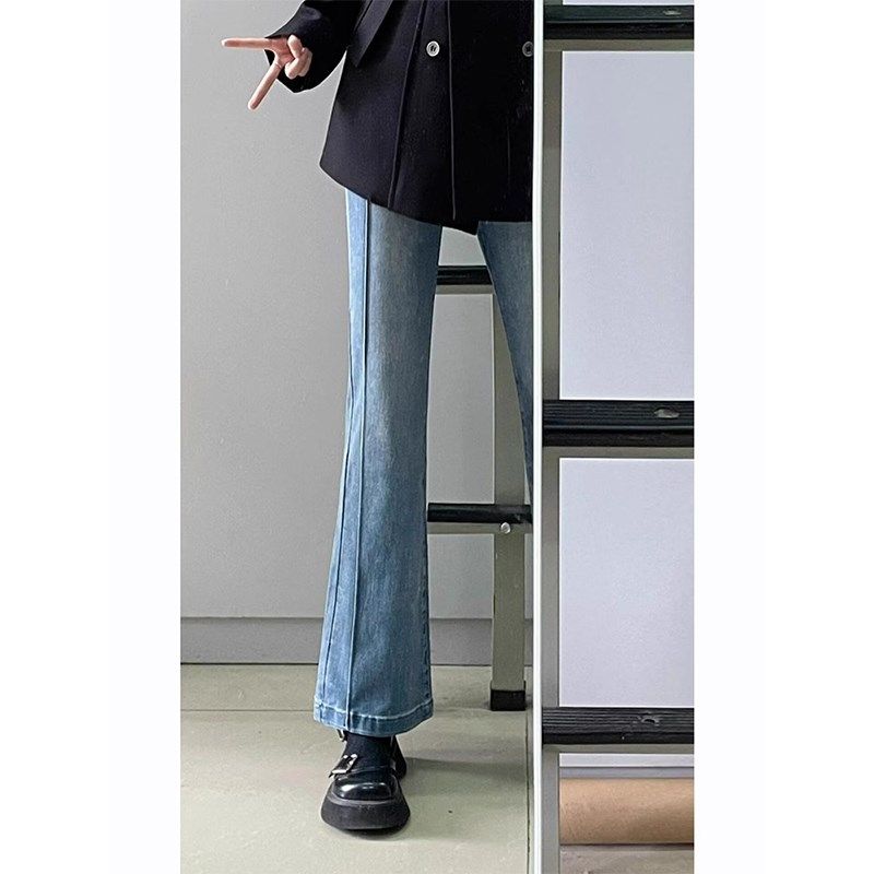 梨形身材微喇牛仔裤女秋冬加绒大码胖mm高腰遮胯显瘦弹力黑色长裤,淘宝优惠券,粉丝福利购,淘宝优惠卷