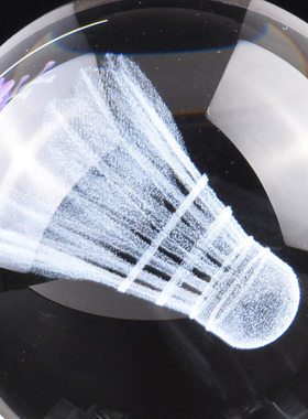 水晶球3D内雕羽毛球客厅桌面摆件定制图案体育运动 印字生日礼物