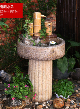 庭院微景观假山流水鱼池阳台水系D造景喷泉户外花园装饰水池摆件