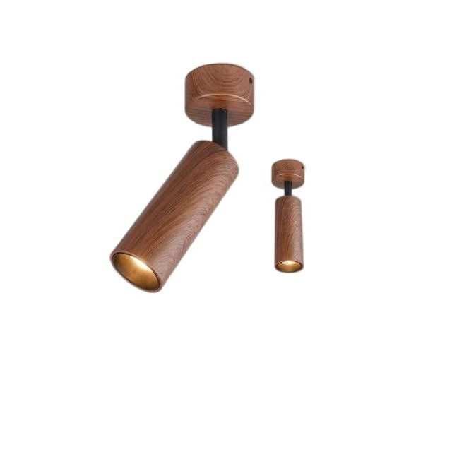 Medieval style surface-mounted spotlights, anti-glare, retro walnut wood grain living room, no main light, no need to open holes, dark light corridor downlights