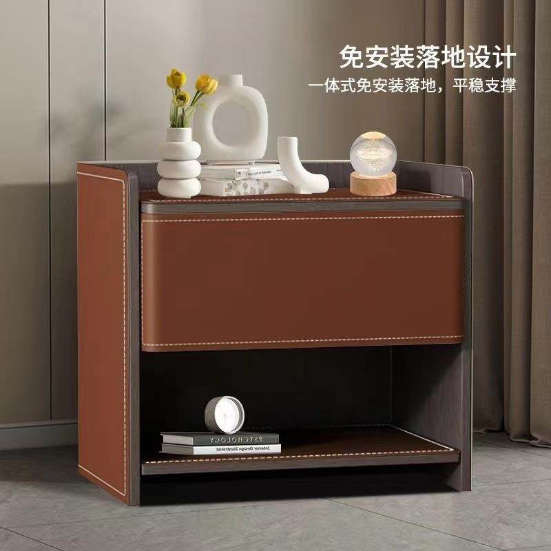 意式轻奢床头柜新款马鞍皮极简高端床边收纳柜,淘宝优惠券,粉丝福利购,淘宝优惠卷