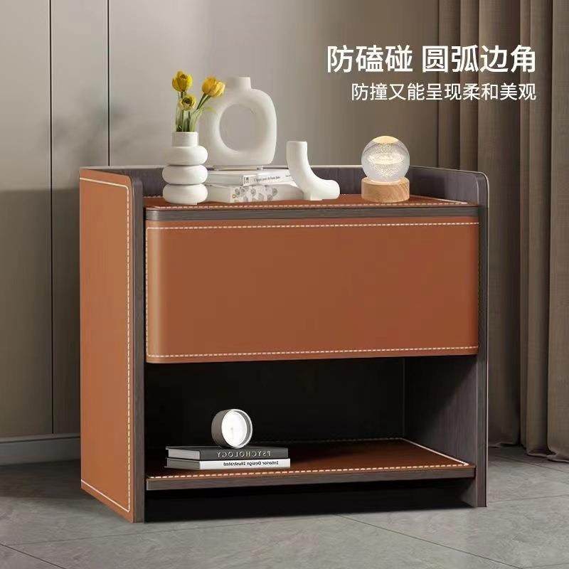 意式轻奢床头柜新款马鞍皮极简高端床边收纳柜,淘宝优惠券,粉丝福利购,淘宝优惠卷