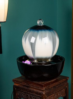 现代简约陶瓷流水摆件落地风水球招财办公室客厅加湿欧式室内装饰