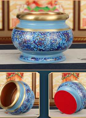 直销海之蓝珐琅彩佛堂贡具家用供奉香炉碗供水杯琉璃莲花灯长明灯