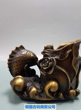 纯铜笔筒摆件中国风大号铜器笔筒办公室书房桌面收纳多功能摆设