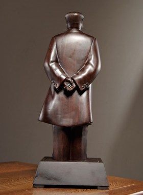 黑檀木雕毛主席雕像摆件实木伟人毛泽东家居办公装饰商务工艺礼品