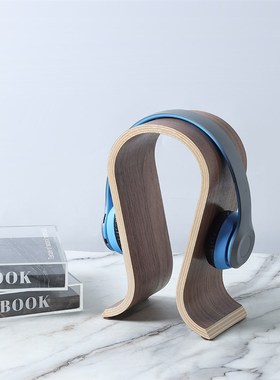 简约复古木质耳机支架摆件电脑桌电视柜客厅卧室家居装饰品样板间