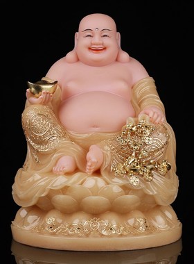 汉白玉黄玉弥勒佛菩萨佛像家用供奉笑佛大肚佛像开心佛招财摆件