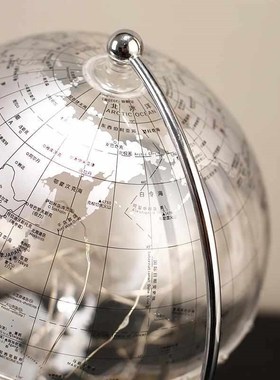 高端轻奢透明发光地球仪摆件创意高档客厅电视柜办g公桌面书房装