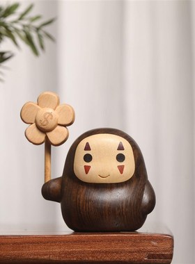 高档实木无脸男摆件有钱花可爱创意千与千寻Q版桌面装饰朋友礼物