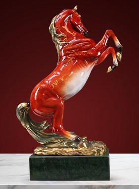 新中式马到成功黄铜马摆件高档客厅办公室领导装饰品公司开业礼物