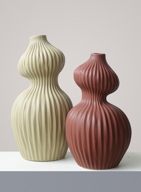 新中式创意葫芦形陶瓷花瓶酒店民宿家居摆件艺术装饰干花插花花器