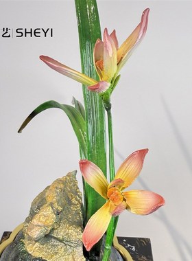 兰花黄铜摆件客厅办公室前台酒店别墅商务高档乔迁开业家居礼物品