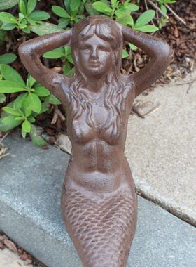 家居装饰品会所美人鱼铁艺铸铁别墅经典欧式酒店工艺庭院摆件