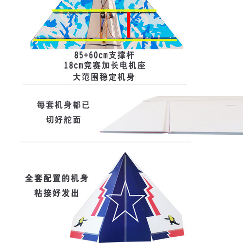 遥控纸飞机耐摔魔术板航模固定翼滑翔机竞K赛1米翼展三角翼飞行器 - 图1