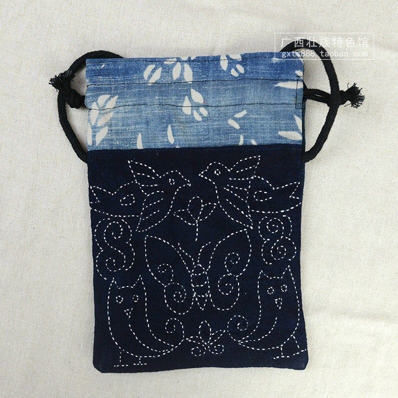 壮族特色蓝染靛蓝老土布 民间老壮锦手工刺绣提花老粗布背包 包邮,淘宝优惠券,粉丝福利购,淘宝优惠卷