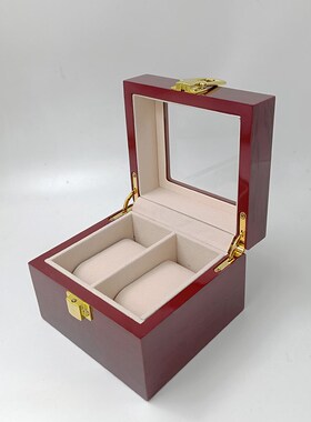 2格2位手表盒木盒 开天窗高档腕表盒 木质烤漆双T表位名表收纳盒
