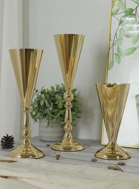 跨境代发欧式婚庆道具铁艺花器主桌花瓶装饰签到台水晶桌花架摆件