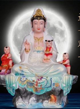 送子娘娘神像送子观音佛像供奉送子观音菩萨摆件送子观音汉白玉