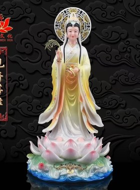 新款汉白玉站式观音菩萨神像南海观音佛像居家桌面摆件