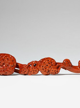 花梨木雕刻灵芝如意摆件实木工艺品家居客厅玄关装饰开业乔迁礼品