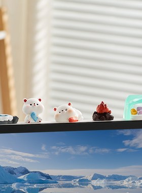 可爱北极熊小摆件办公室好物电脑显示器屏幕趴趴摆件工位解压神器