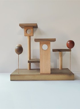 冰冷森林木雕手作猫咪微观猫w架朦胧猫幻想乐园氛围装饰摆件桌面