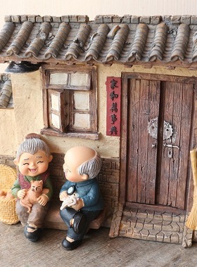 相伴相守爷爷奶奶情侣老s头老太储蓄罐存钱罐洗脚老人客厅家居摆