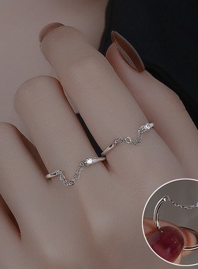 【知偶】重工面g包几何戒指女复古时尚个性S925银开口指环嘻哈网