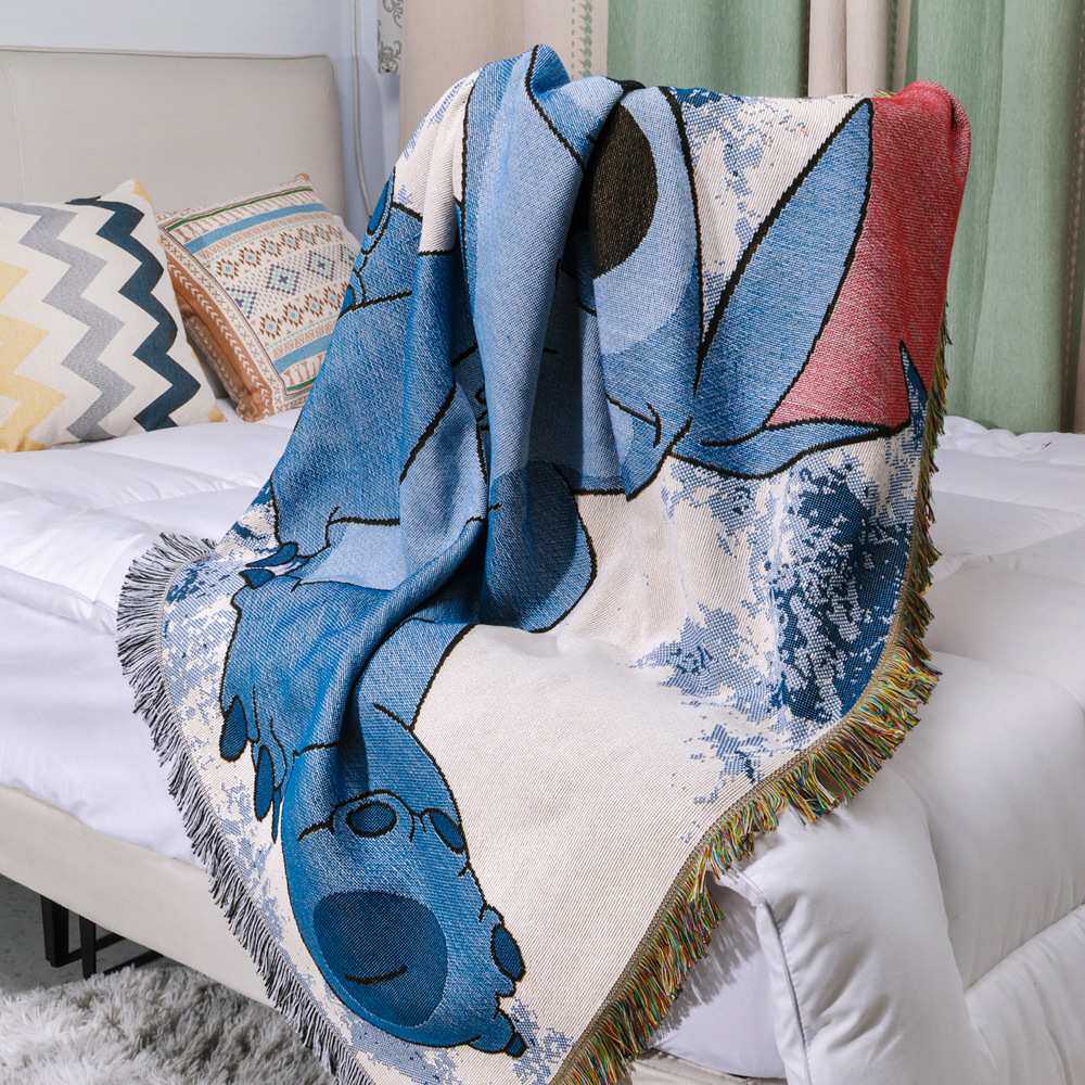 Cross-border retro Stitch cartoon tapestry carpet bay window cushion sofa towel sofa blanket outdoor camping blanket picnic mat
