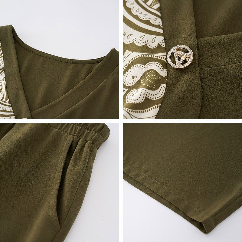 Q胖妈妈夏装时尚两件套洋气V领加肥加大码宽松显瘦胖mm雪纺套装女,淘宝优惠券,粉丝福利购,淘宝优惠卷