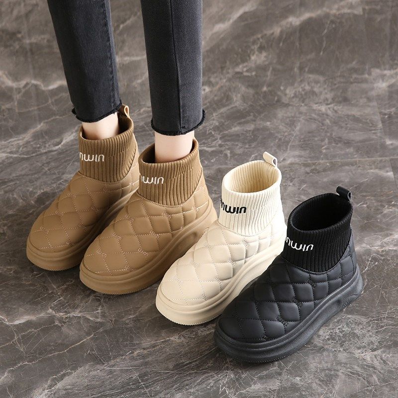 踩屎感雪地靴女款冬季加绒弹力套筒加绒加厚棉鞋防滑防水孕妇女鞋,淘宝优惠券,粉丝福利购,淘宝优惠卷