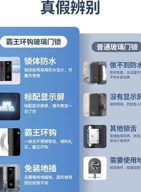 玻璃门锁办公室指纹锁免开孔密码锁推拉平移门霸王勾锁商铺电子锁