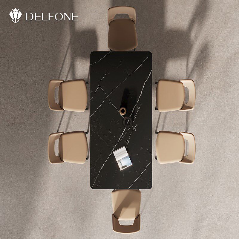 德利丰亚克力悬浮岩板餐桌纯黑色长方形小户型家用现代简约饭桌,淘宝优惠券,粉丝福利购,淘宝优惠卷