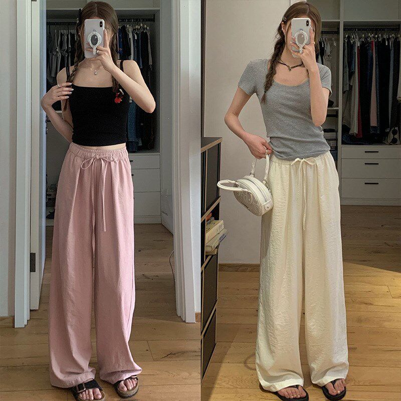 亲子裤女童遛弯高腰奶皮裤夏季宽松运动抽绳阔腿裤山本拖地裤子,淘宝优惠券,粉丝福利购,淘宝优惠卷