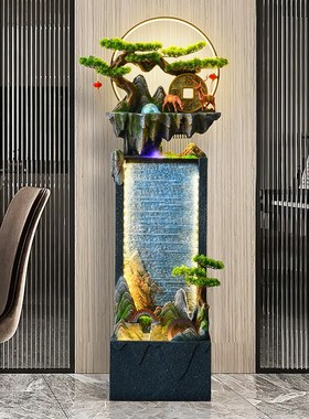 轻奢风假山流水摆件循环水客厅装饰水幕墙水景招财风水轮乔迁开业