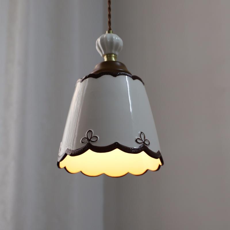 法式中古手绘陶瓷小吊灯复古卧室床头玄关吧台餐厅民宿咖啡厅灯具 - 图1