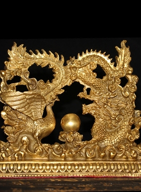 纯铜龙凤摆件一对龙凤戏珠龙凤呈祥家居客厅卧室摆件创意结婚礼品