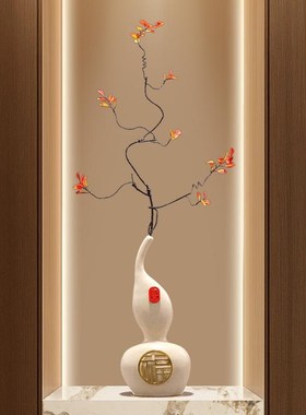 入户玄关葫芦摆件细长客厅电视柜壁龛竖高级感陶瓷家居装饰艺术品