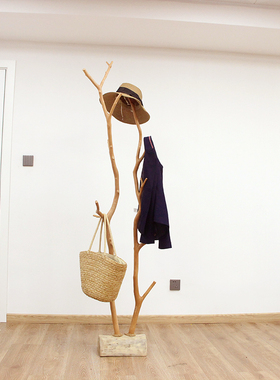 天然干树枝衣帽架北欧简约装饰树去皮树服装店挂衣架室内装饰摆件