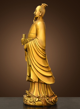 纯黄铜铜范蠡铜像文财神爷站像商圣家居客厅装饰品开业桌面摆件