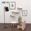 Wooden hole board storage rack kindergarten solid wood board decorative wall bookshelf entry restaurant art wall hanging