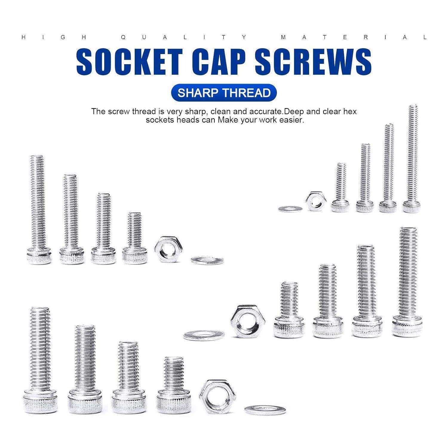 880pcs304不锈钢圆柱头内六角螺钉螺母平垫套装 杯头螺钉螺母盒装,淘宝优惠券,粉丝福利购,淘宝优惠卷