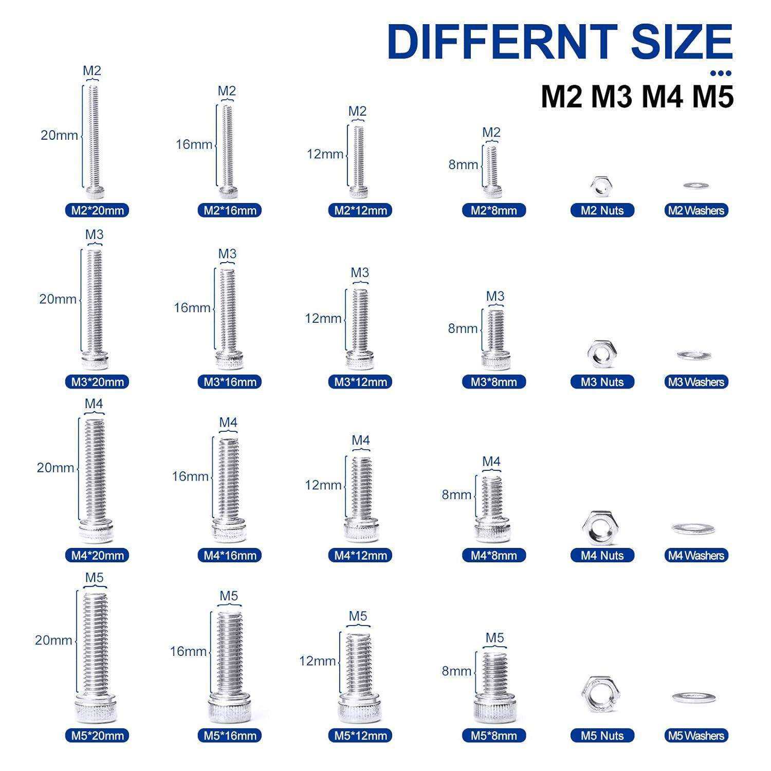 880pcs304不锈钢圆柱头内六角螺钉螺母平垫套装 杯头螺钉螺母盒装,淘宝优惠券,粉丝福利购,淘宝优惠卷