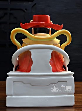 红衣财神爷佛像摆件招财供奉店铺开业陶瓷文财神神像家用摆件
