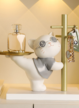 招财猫钥匙收纳摆件进门入户玄关家居桌面装饰品摆件乔迁新居礼品