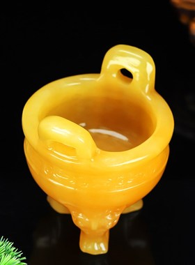天然玉石香炉雕刻桌面供奉摆件玄关客厅装饰摆件三足玉鼎高档礼物