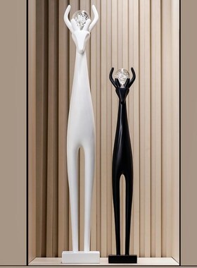 入户玄关壁龛摆件鹿细长竖高级感小众客厅电视柜软装饰抽象艺术品